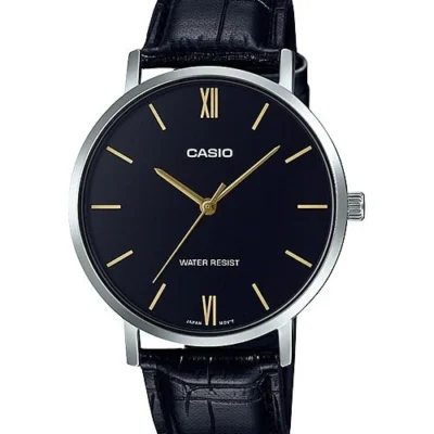 Casio MTP-VT01L-1B Men Leather Band Watch