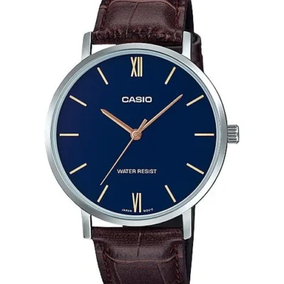 Casio MTP-VT01L-2B Men Leather Band Watch