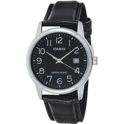 Casio MTP-V002L-1B Men Leather Band Watch