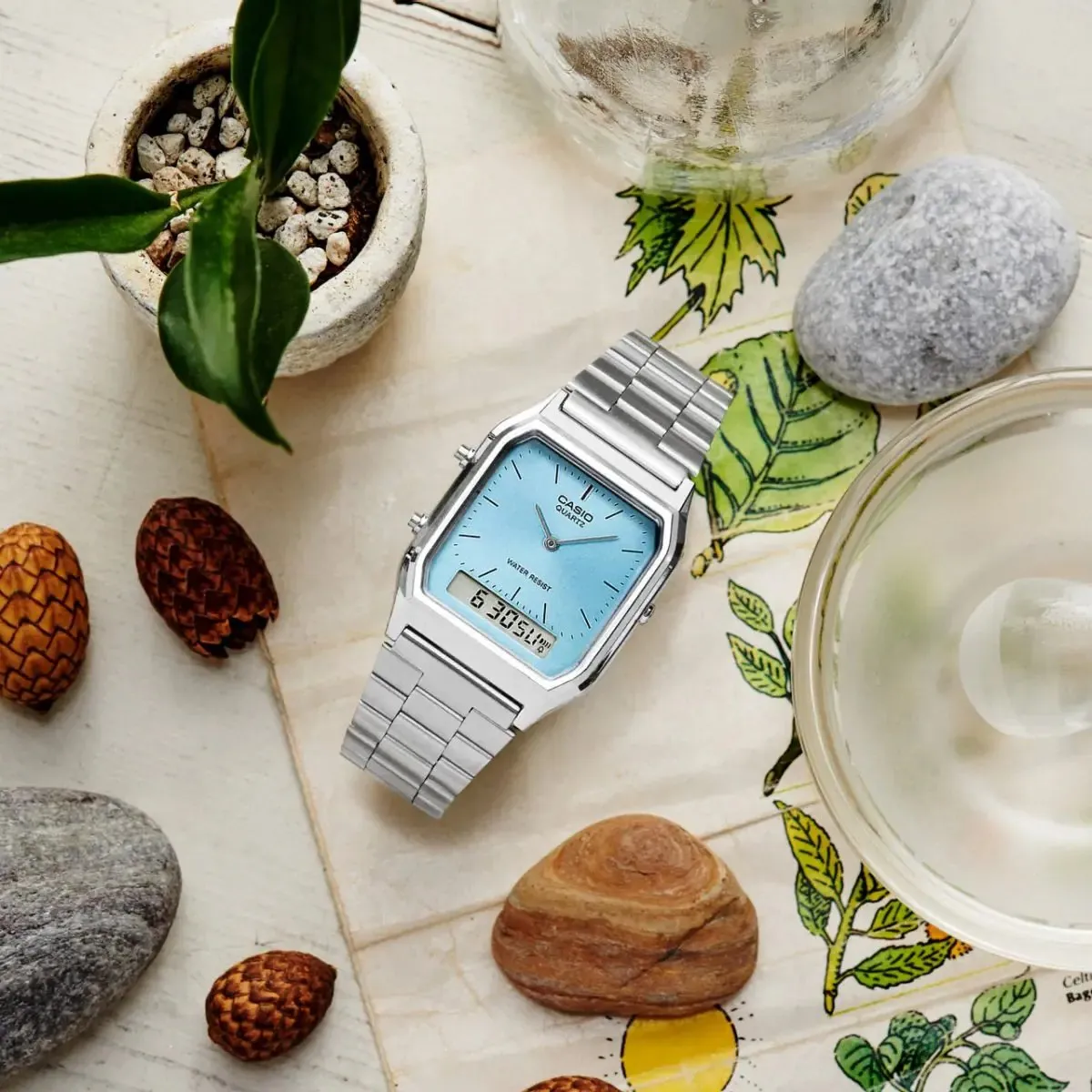 Casio AQ-230A-2A1 Vintage Ana-Digi Watch - Turquoise Tiffany Blue Dial - Image 2