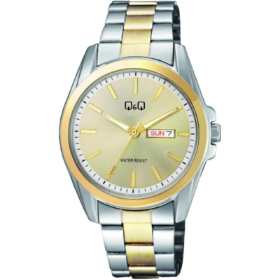 Q&Q A05A-001PY Men’s Two-Tone Day-Date Watch