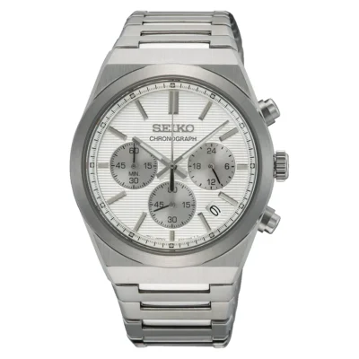 Seiko SSB451P1 Essentials Men’s Chronograph - Silver Patterned Dial - Sapphire Crystal