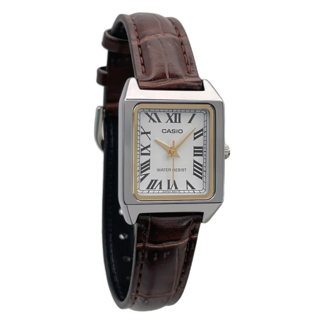 Casio LTP-V007L-7B2 Women’s Analog Watch – Leather Strap – Classic Silver Dial - Image 2