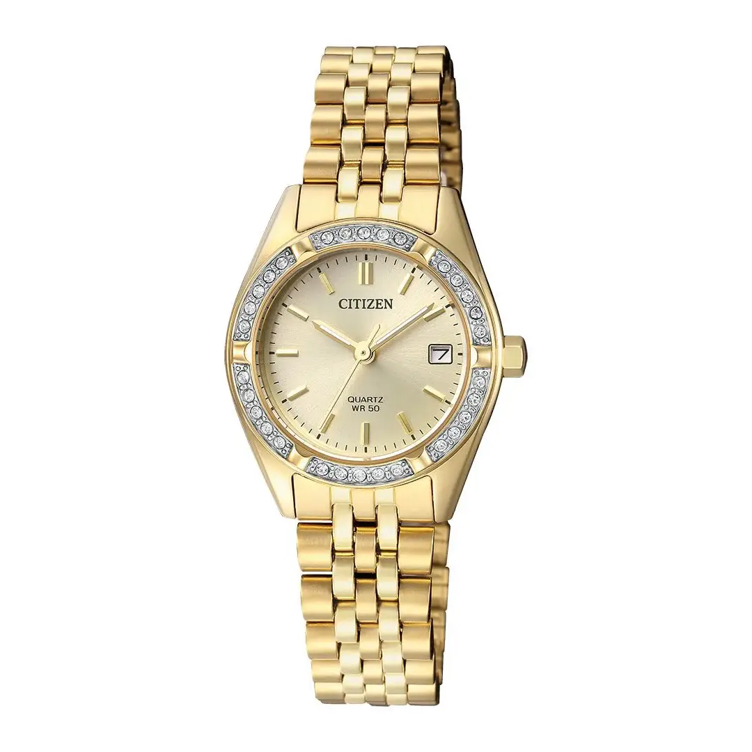 Citizen EU6062-50P Ladies Watch - Gold Tone Stainless Steel - Champagne Dial