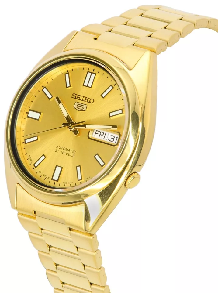 Seiko 5 Gold Tone Stainless Steel Automatic Men Watch SNXS80J5