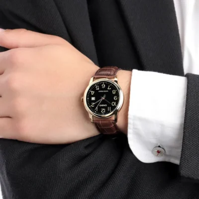 Casio MTP-V002GL-1B Men Leather Band Watch